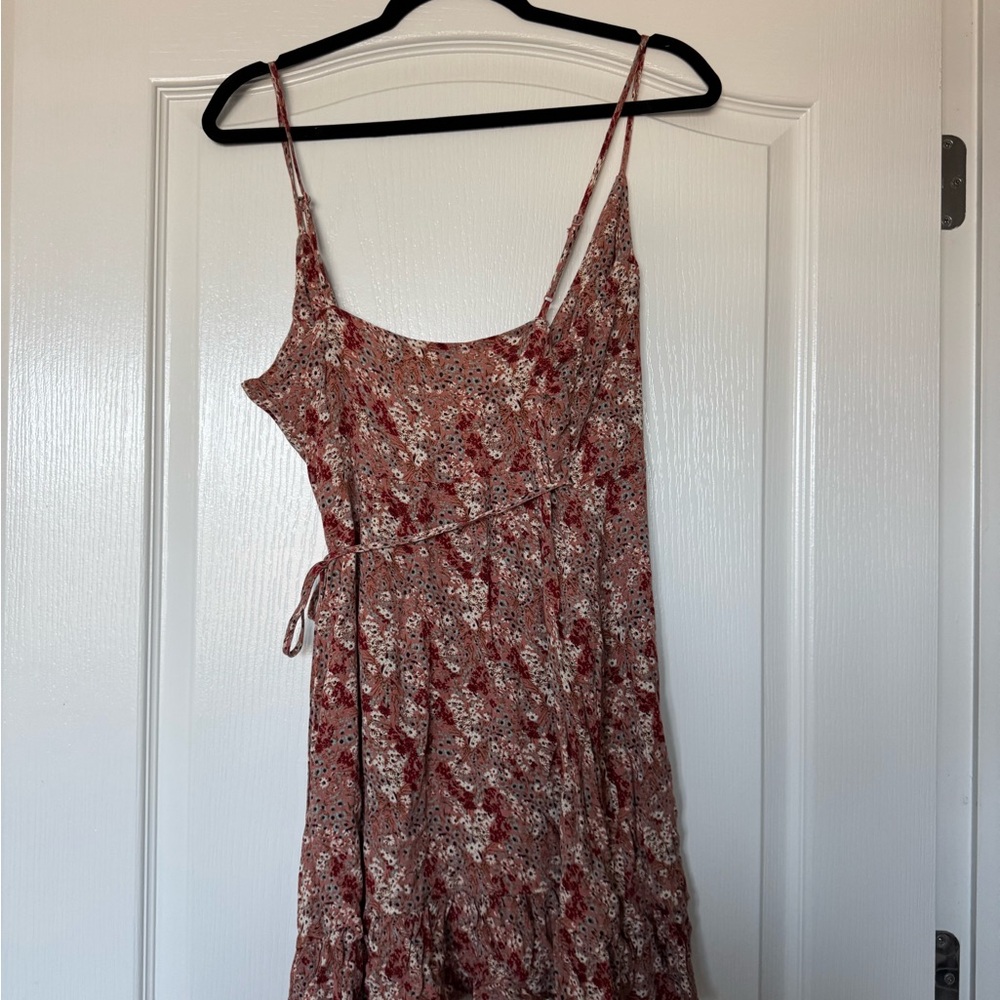 Free People All My Love Pink Multi Floral Print Wrap Slip Dress Sz-M - Picture 8 of 9